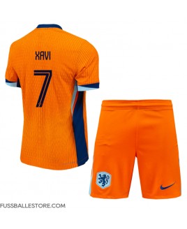 Günstige Niederlande Xavi Simons #7 Heimtrikotsatz Kinder EM 2024 Kurzarm (+ Kurze Hosen)